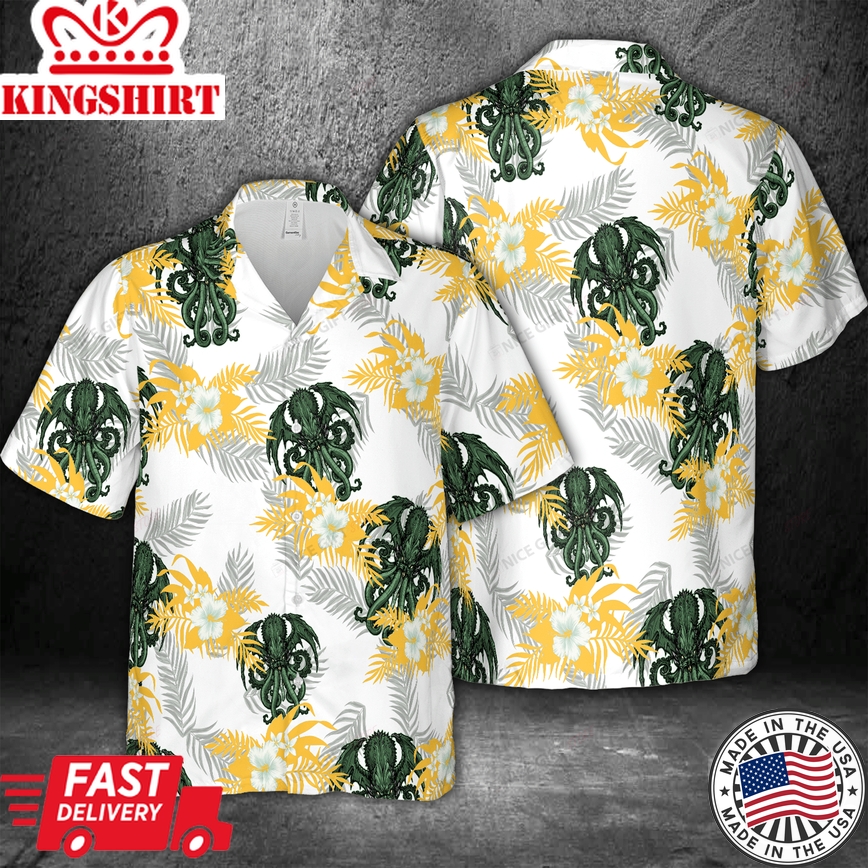 3D Cthulhu Theme Brought to Life in Tropical Hawaiian Shirt