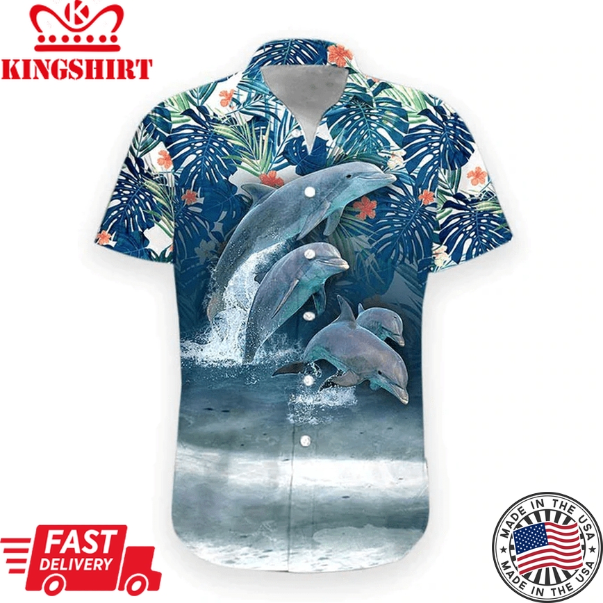 3D Dolphin Hawaii Shirt, Trendy Hawaiian Shirt For Men, Women