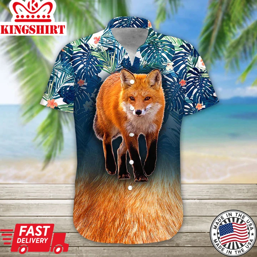 3D Fox Hawaii Shirt, Trendy Hawaiian Shirts For Men Print Button Down Shirt