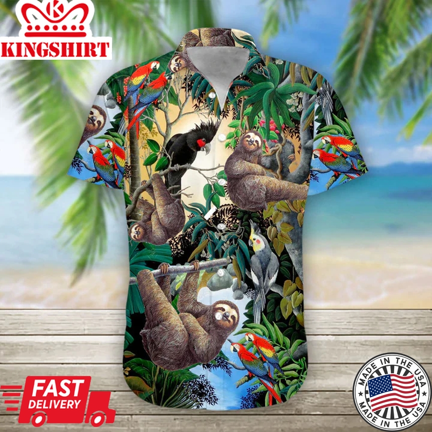 3D Sloth Hawaii Shirt, Summer Trendy Hawaiian Shirts Casual Short Sleeve Shirt Men