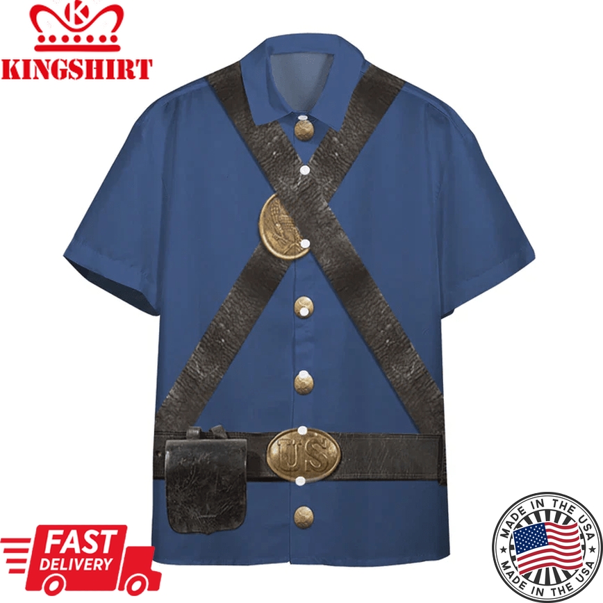 3D Union Infantry Uniform In Civil War Custom Short Sleeve Shirt, Trendy Hawaiian Shirt For Men, Women