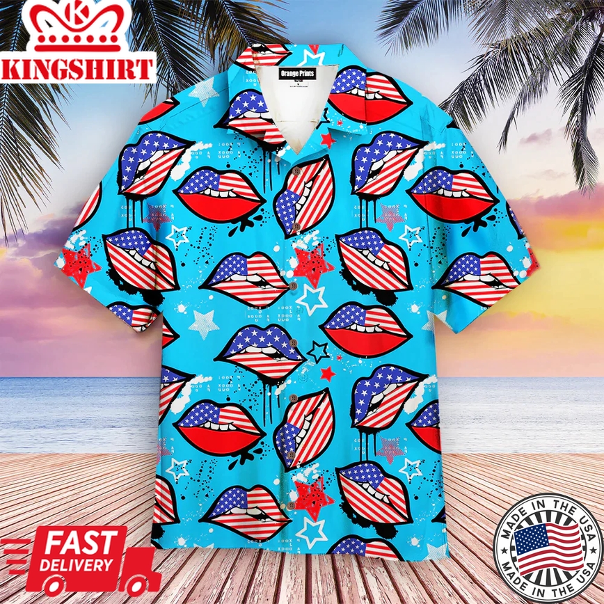 4Th Of July American Sexy Lips Trendy Hawaiian Shirt