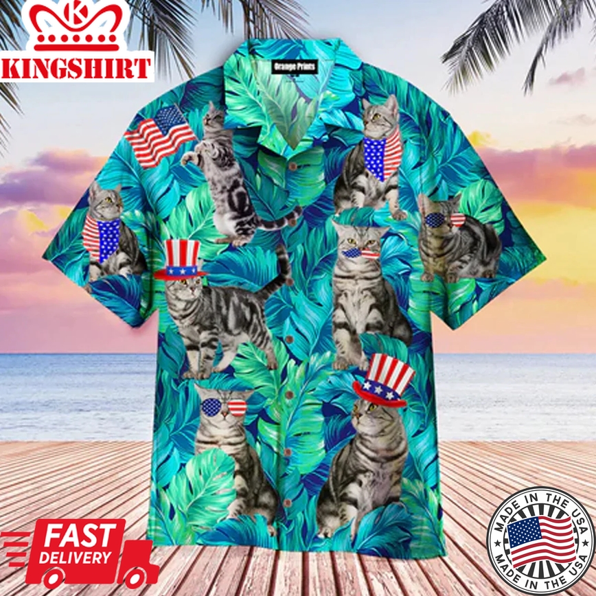 4Th Of July Independence Day Cat Lover Trendy Hawaiian Shirt