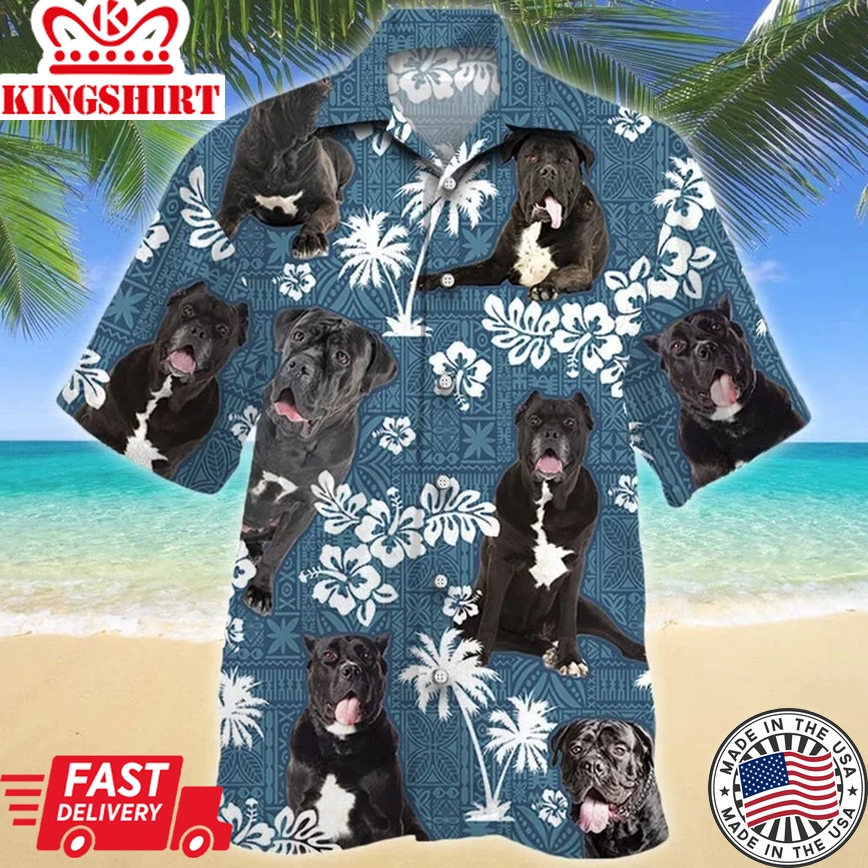 Adorable Pet Cane Corso Dog Blue Tribal Trendy Hawaiian Shirt, Short Sleeve Hawaiian Aloha Shirt For Men And Women