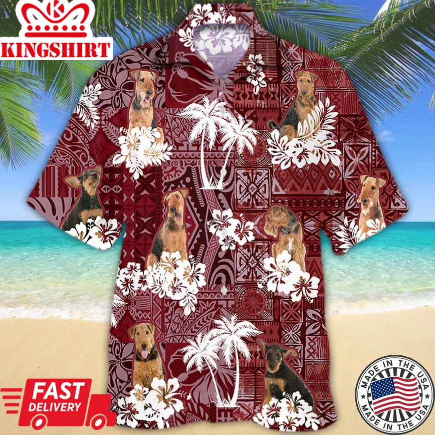 Airedale Terrier Trendy Hawaiian Shirt, Tropical Shirts, Gift For Him, Funny Trendy Hawaiian Shirts