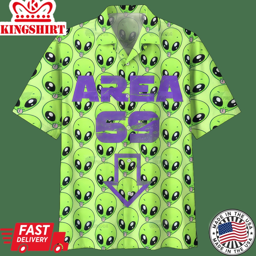 Alien Hawaiian Shirt Area 69 Cute Green Alien Pattern Hawaii Aloha Shirt