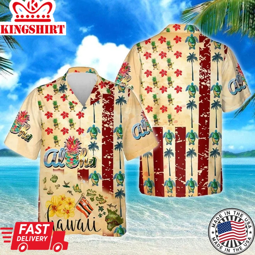 Aloha Summer Vibes Flowers And Leaves On Beige Background Trendy Hawaiian Shirt