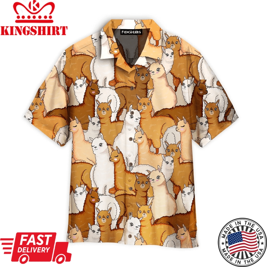 Alpaca Lovers Retro Style Pattern Hawaiian Shirt