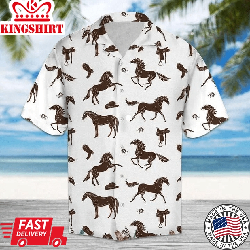 Amazing Brown Horses And Cowboy Hawaiian Aloha Shirts, Summer Gift For Men And Women