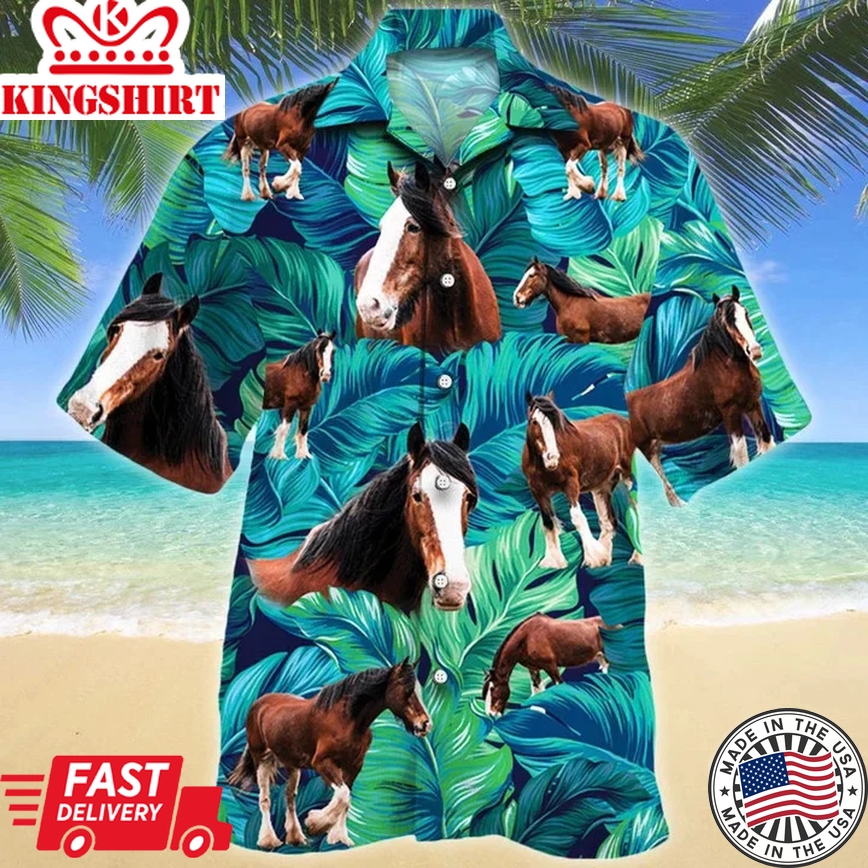 Amazing Gift For Clydesdale Horse Lovers Summer Beach Palm Tree Trendy Hawaiian Shirt