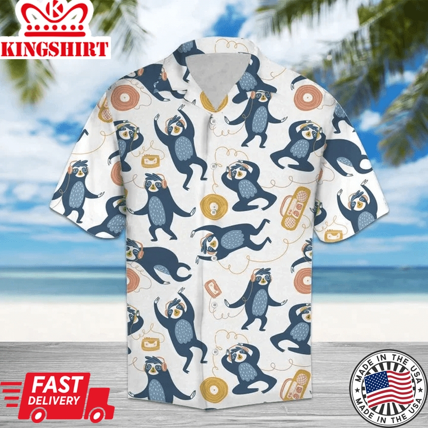 Amazing Sloths Love Music And Dance Trendy Hawaiian Shirt