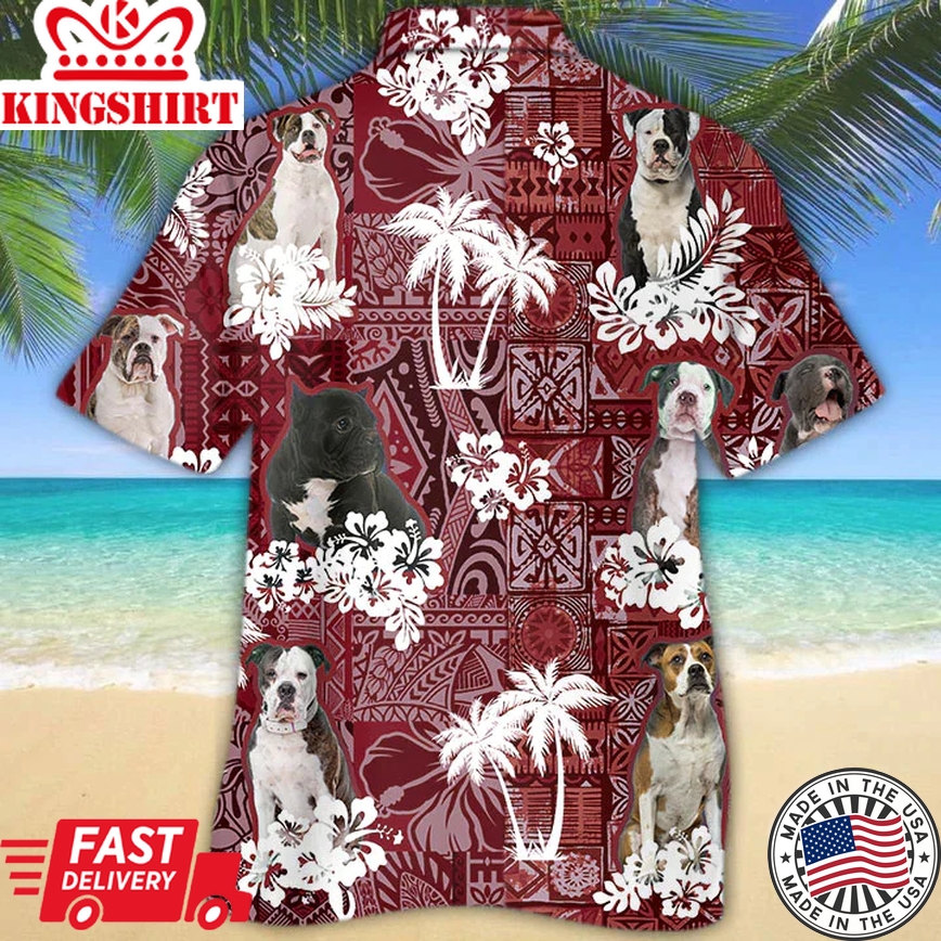 American Bulldog 2 Trendy Hawaiian Shirt, Tropical Shirts, Gift For Him, Funny Trendy Hawaiian Shirts