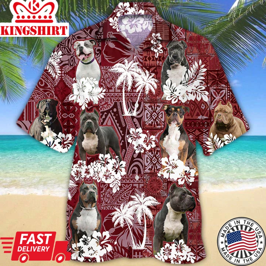 American Bully Dog Trendy Hawaiian Shirt, Tropical Shirts, Gift For Him, Funny Trendy Hawaiian Shirts