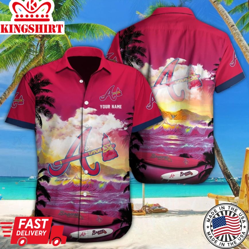 Atlanta Braves Custom Name Tropical Beach Shirt