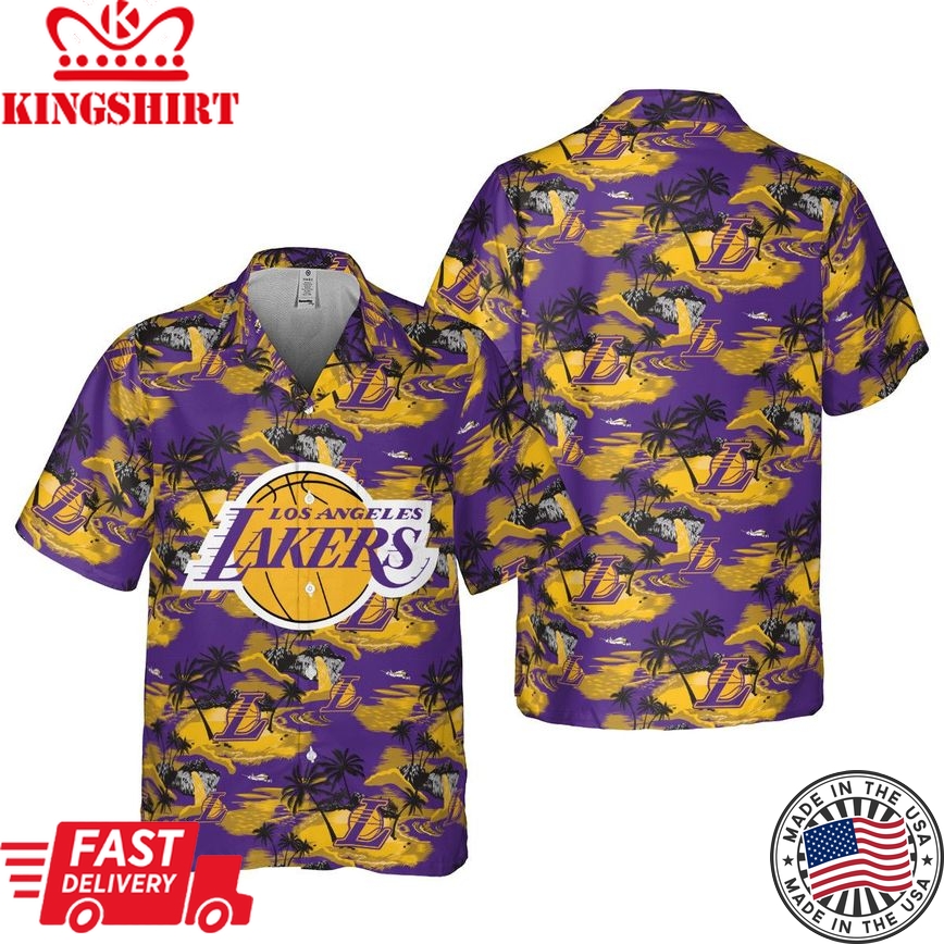 Authentic Hawaiian Shirt Los Angeles Lakers Theme