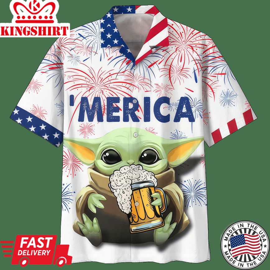 Baby Yoda With Beer Star Wars Hawaiian Shirt Perfect Gifts For Your Loved Ones