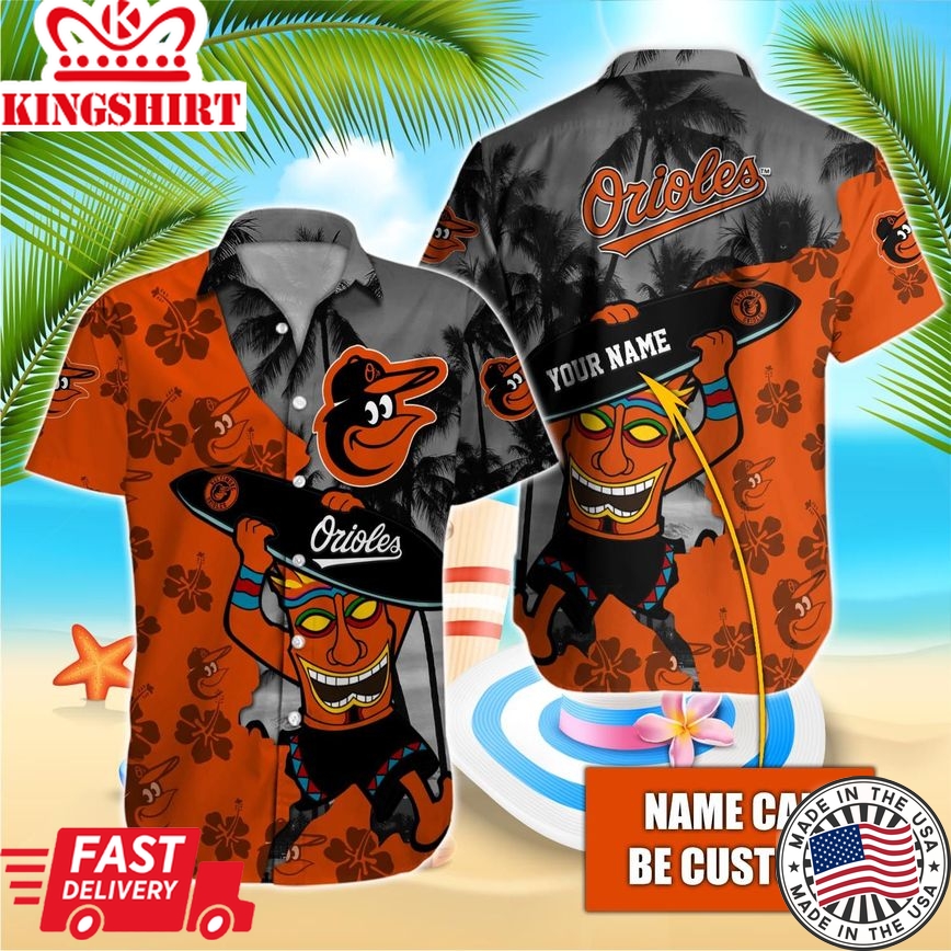 Baltimore Orioles Customized Name Print Aloha Shirt