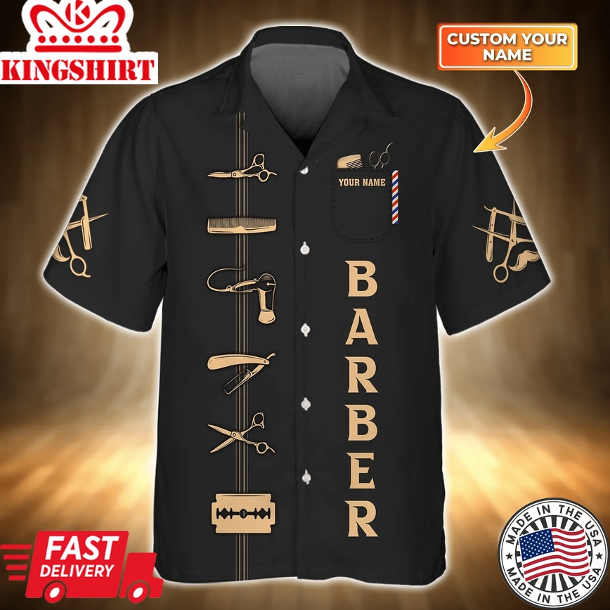 Barber Shop Trendy Hawaiian Shirt, Barber Gift, Gift For Hair Dresser, Salon 3D Shirt