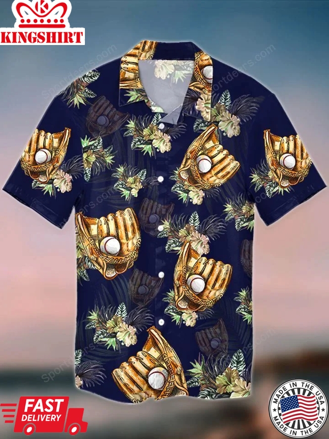 Baseball Catcher Tropical Trendy Hawaiian Shirt, Summer Gift, Trendy Hawaiian Shirts For Men, Aloha Beach Shirt