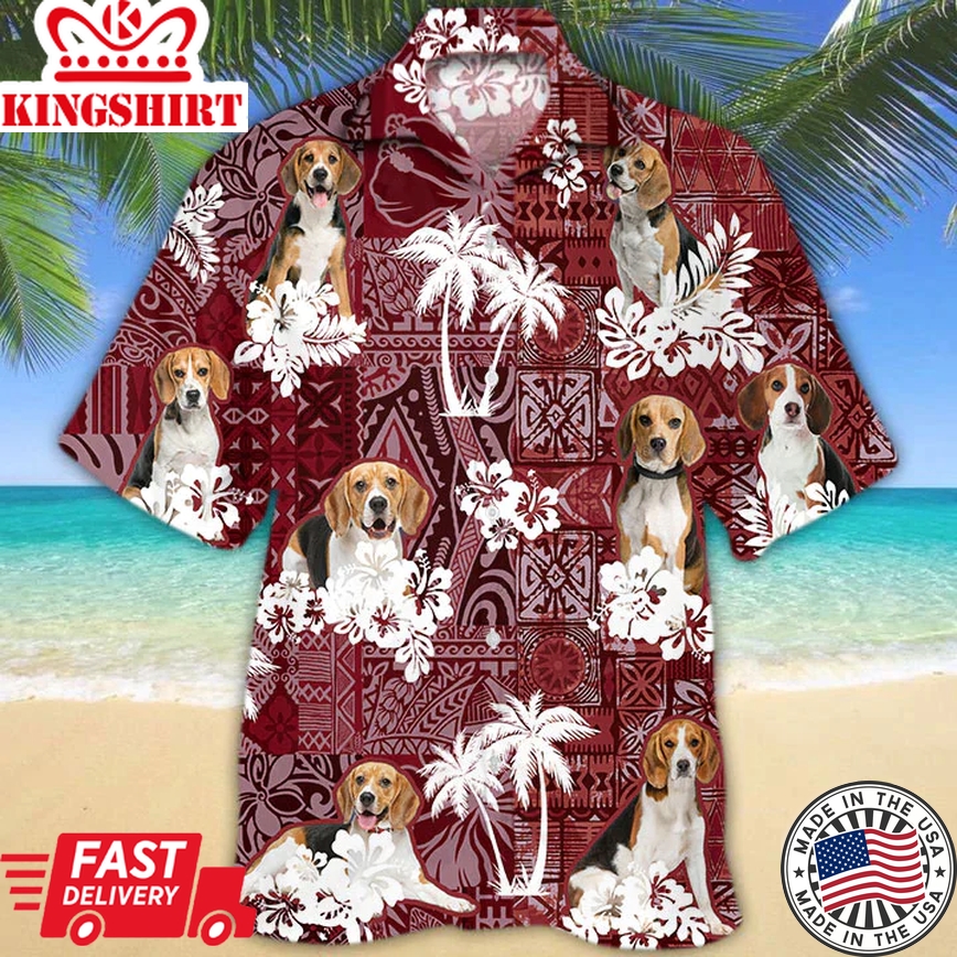 Beagle Red Trendy Hawaiian Shirt, Trendy Hawaiian Shirt For Men, Women, Aloha Shirt For Summer