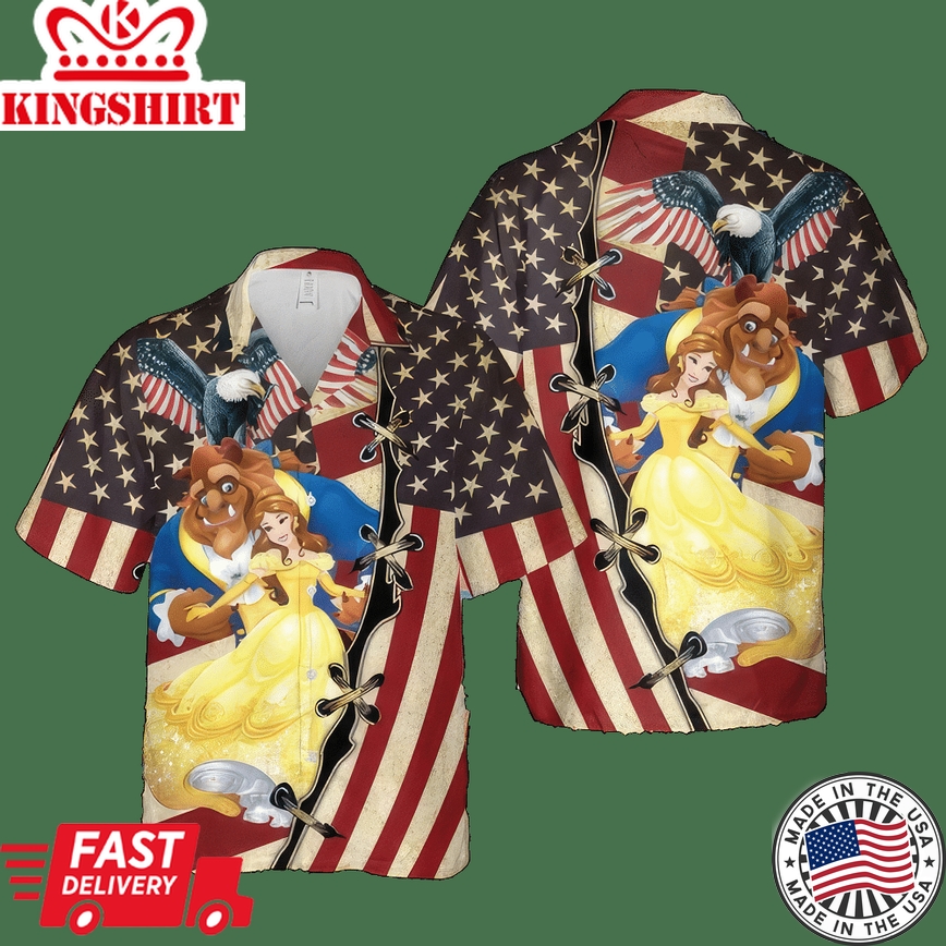 Beauty And The Beast US Flag Hawaiian Shirt Disney Ideal Gifts