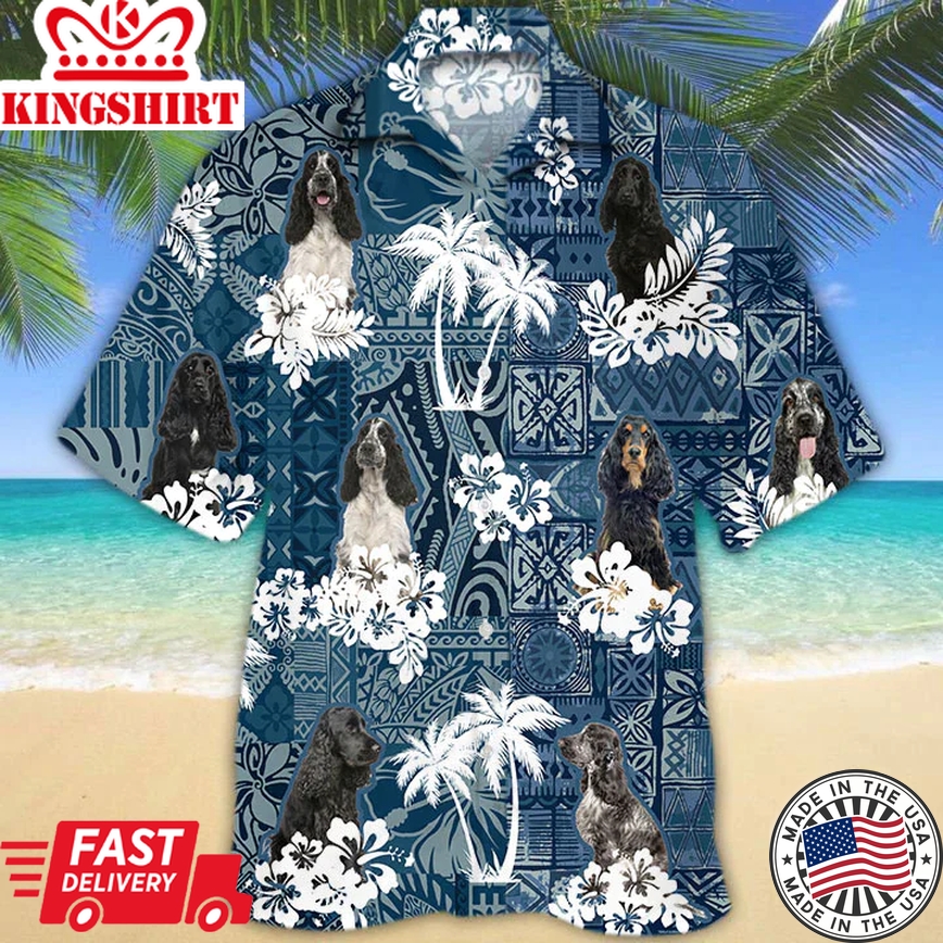 Black English Cocker Spaniel Trendy Hawaiian Shirt