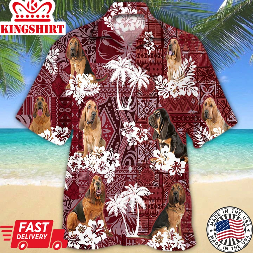 Bloodhound Trendy Hawaiian Shirt, Gift For Dog Lover Shirts, Animal Summer Shirts, Trendy Hawaiian Shirt Men