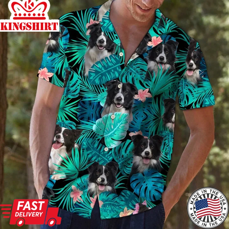 Border Collie Dog Trendy Hawaiian Shirt, Tropical Clothing For Pet Lovers, Gift Ideas For Dog Lovers