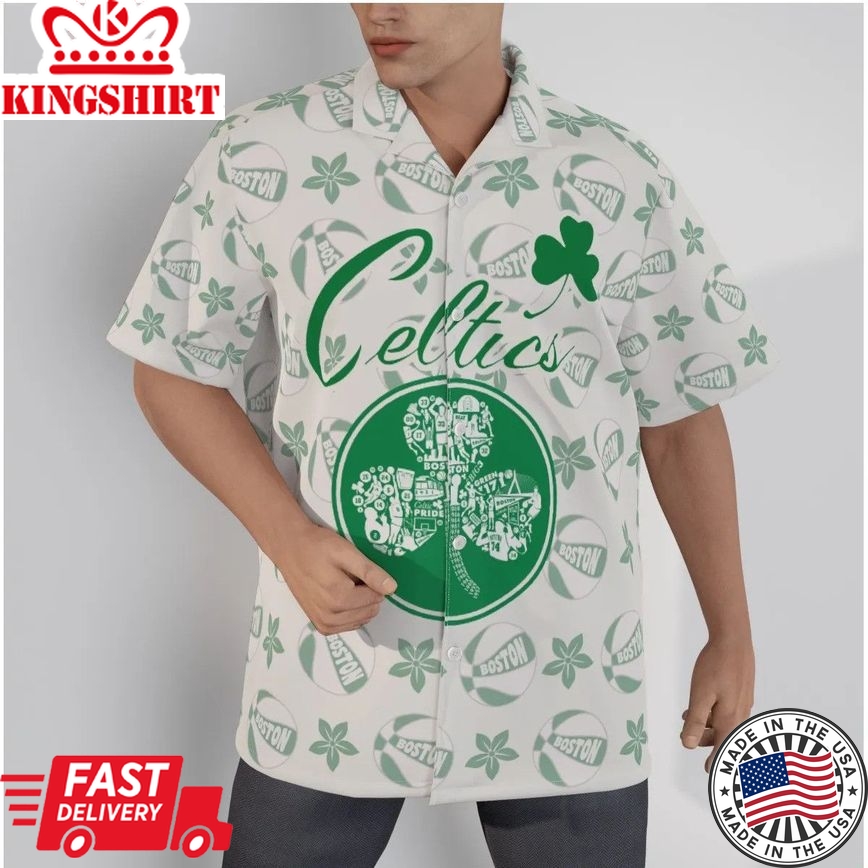 Boston Celtics Flower Pattern 3D Hawaiian Shirt