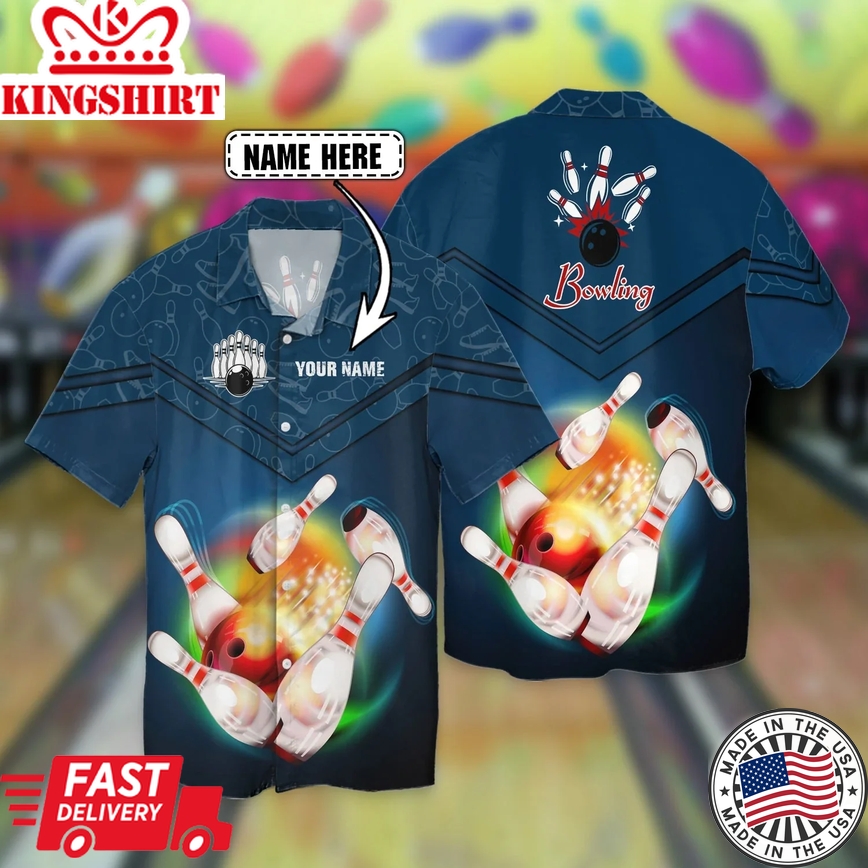 Bowling Ball Trendy Hawaiian Shirt, Bowling Ball Aloha Shirt For Men, Vintage Hawaii T-Shirt