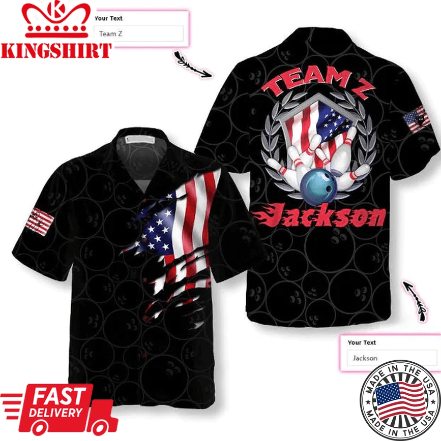 Bowling Team American Flag Personalized Trendy Hawaiian Shirt For Men And Women