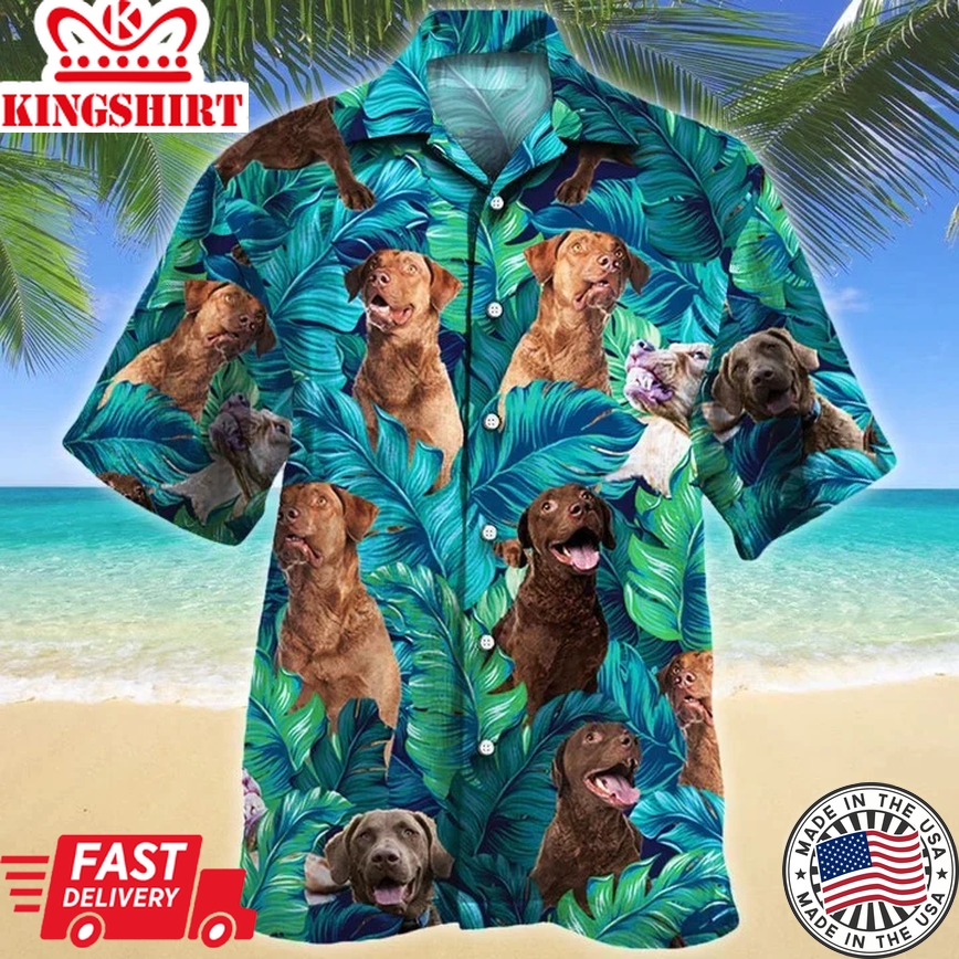 Bright Chesapeake Bay Retriever Dog Lovers Gift Tropical Forest Trendy Hawaiian Shirt