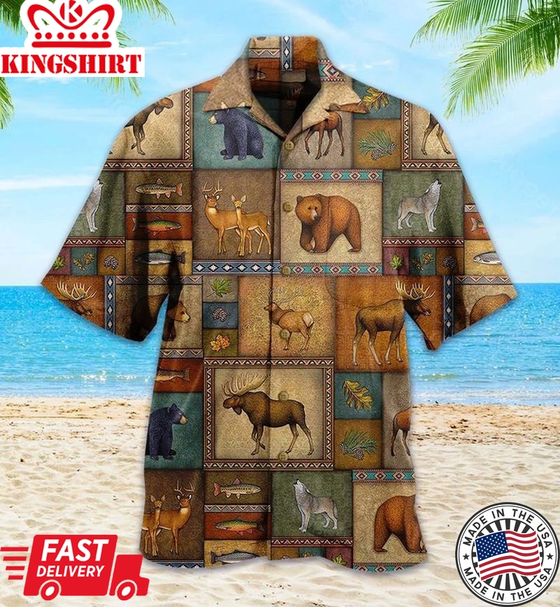 Brown Wildlife Bear Hawaiian Shirt Ideal Summer Gifts