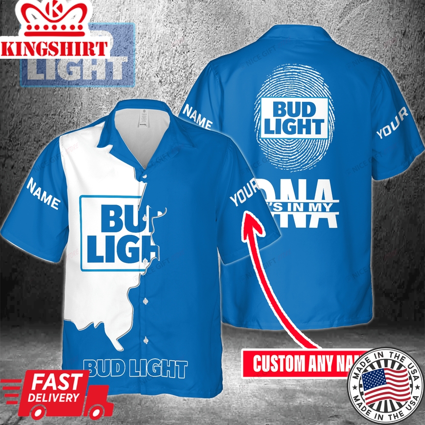 Bud Light Custom Name Its In My Dna Hawaiian Shirt