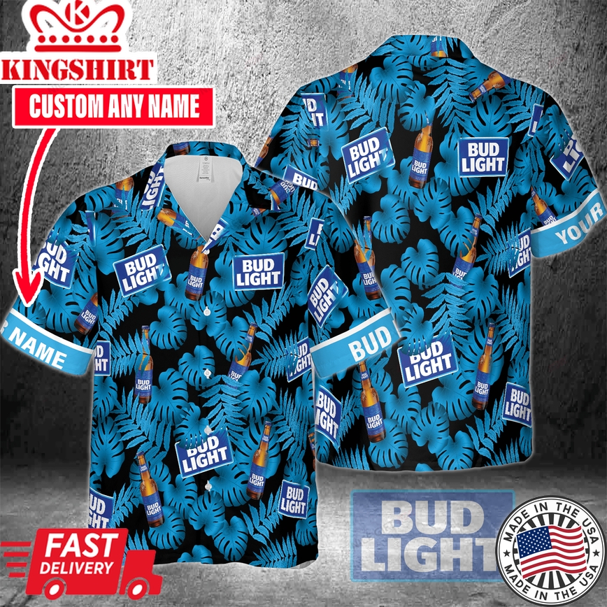 Bud Light Custom Name On Tropical Vacation Shirt