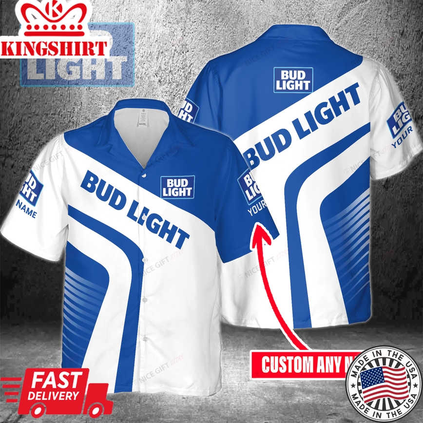 Bud Light Customized Name Print Tropical Vacation Shirt