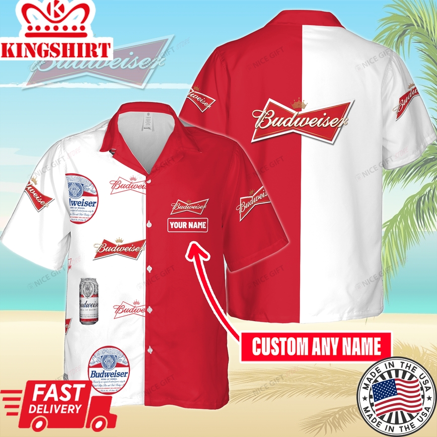 Budweiser Aloha Beach Shirt with Customized Name