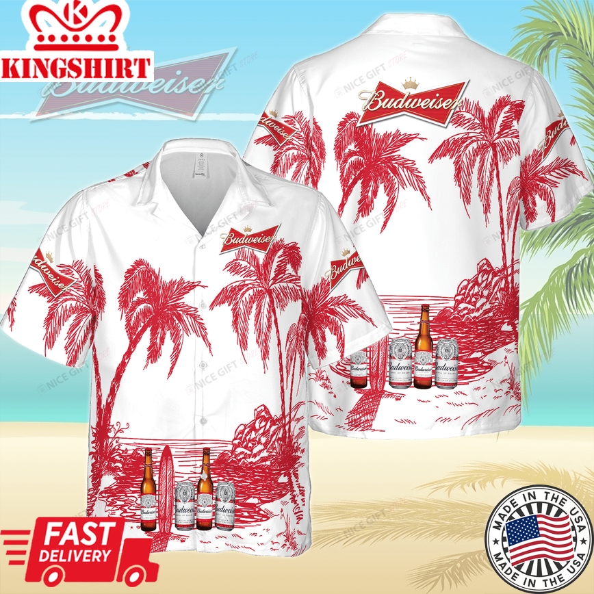 Budweiser Themed Hawaiian Shirt Distinctive Edition