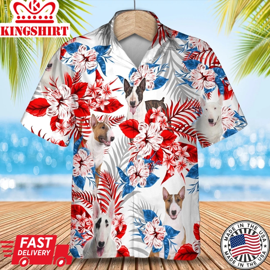 Bull Terrier Trendy Hawaiian Shirt- Summer Aloha Shirt, Trendy Hawaiian Shirt For Men And Women