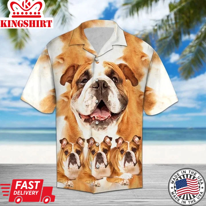 Bulldog Great Dog Portrait Gift For Dog Lovers Trendy Hawaiian Shirt, Short Sleeve Hawaiian Aloha Shirt For Men And Women