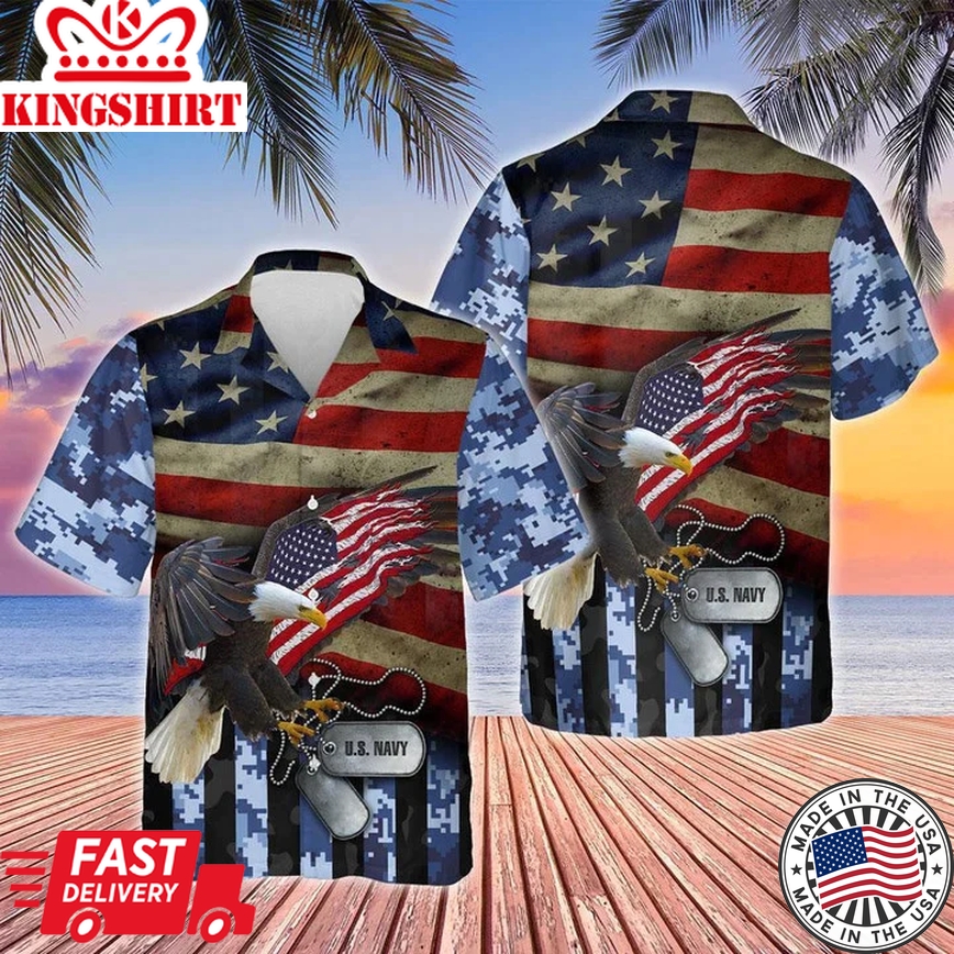 Camo Style United States Navy Design Trendy Hawaiian Shirt