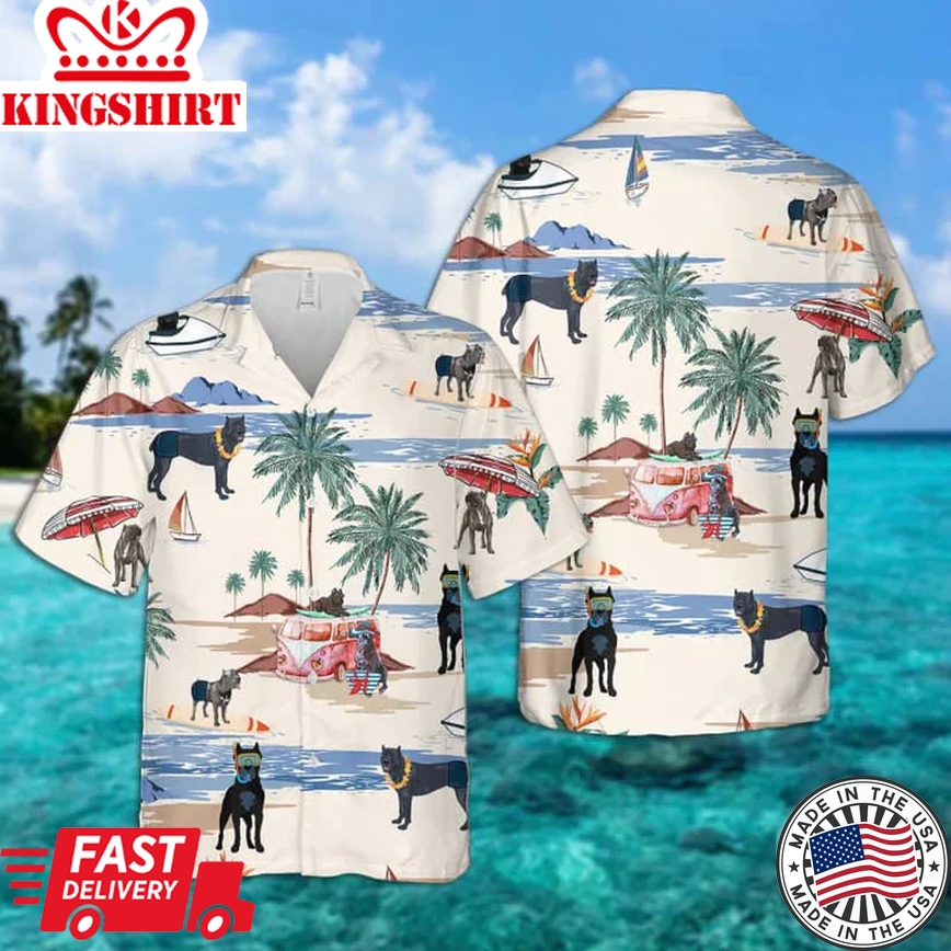 Cane Corso Summer Beach Trendy Hawaiian Shirt, Trendy Hawaiian Shirts For Men Short Sleeve Aloha Beach Shirt