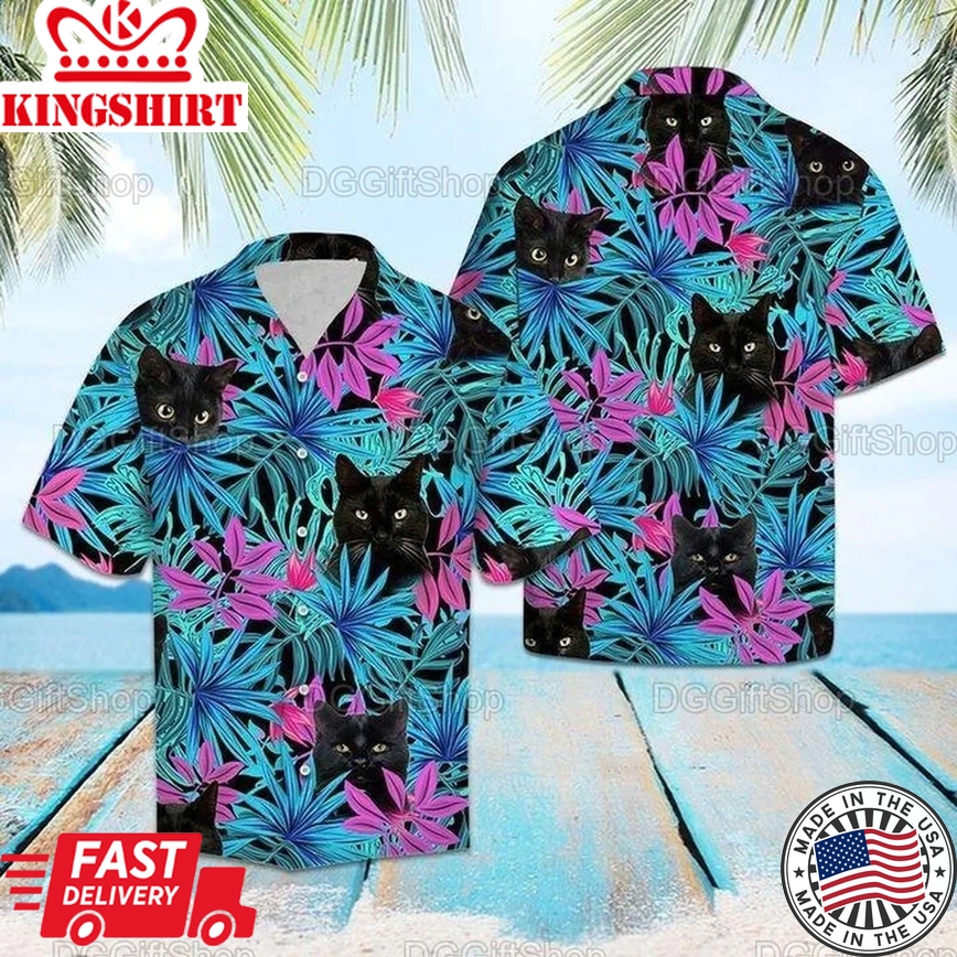 Cat Trendy Hawaiian Shirts, Cat Vintage Beach Shirt, Gift For Him, Father's Day, Cat Hawaiian, Funny Cat, Cat Lover, Shirt For Men