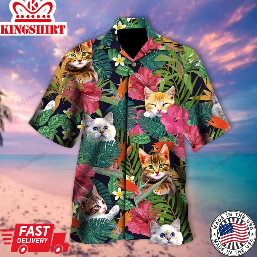 Cats Hawaii Shirt, Summer Aloha Shirt, Gift For Summer