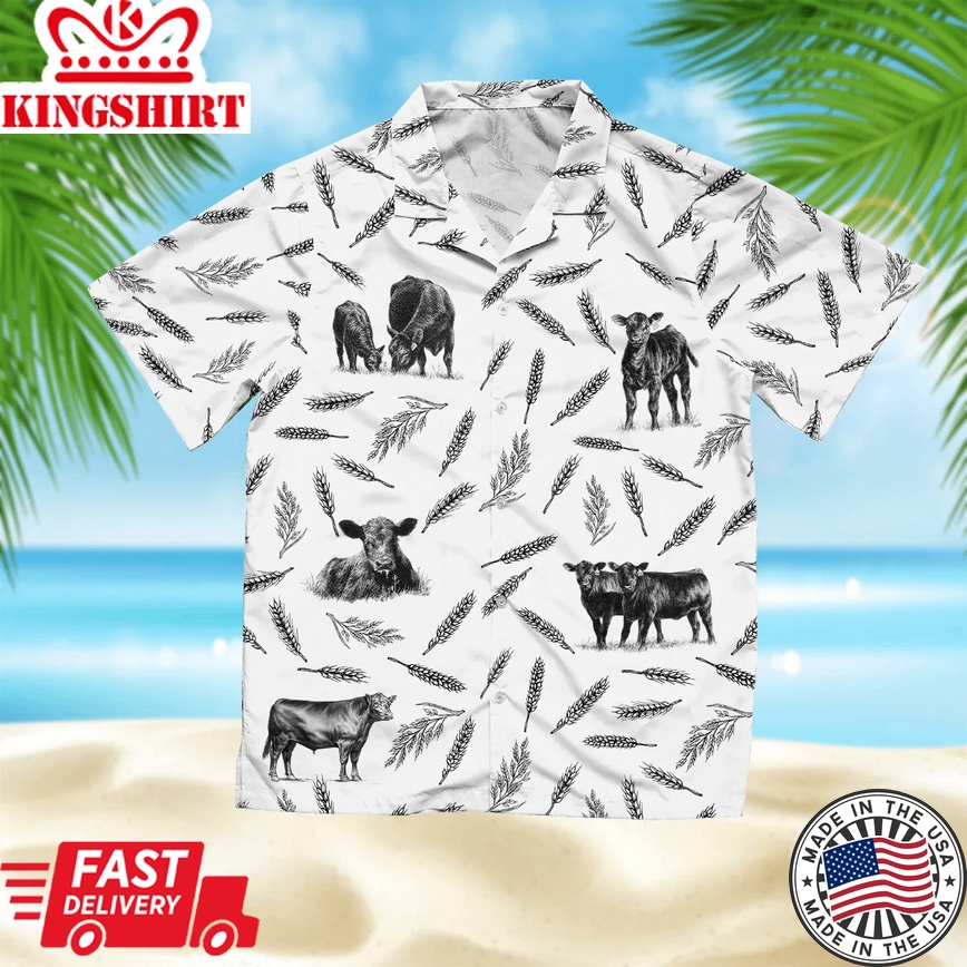 Cattle Pattern Black And White Trendy Hawaiian Shirt, Summer Gift, Trendy Hawaiian Shirts For Men And Women Aloha Beach Shirt