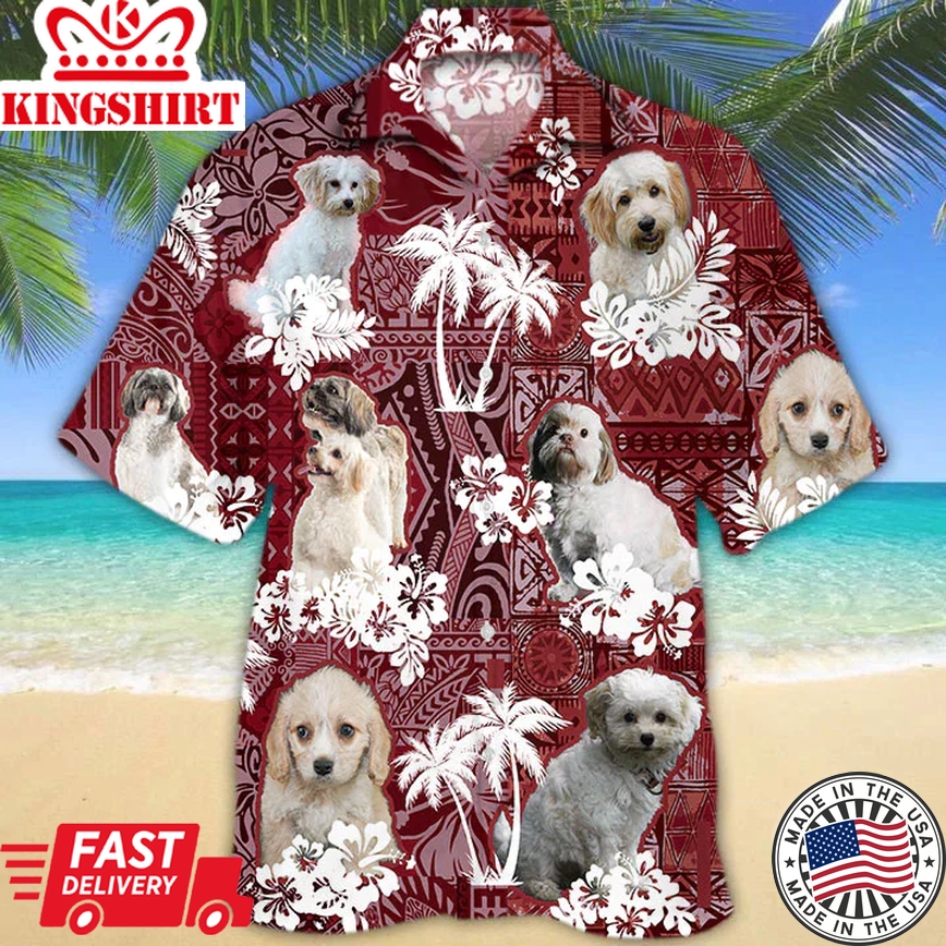 Cavachon Red Trendy Hawaiian Shirt, Gift For Dog Lover Shirts, Animal Summer Shirts, Trendy Hawaiian Shirt Men