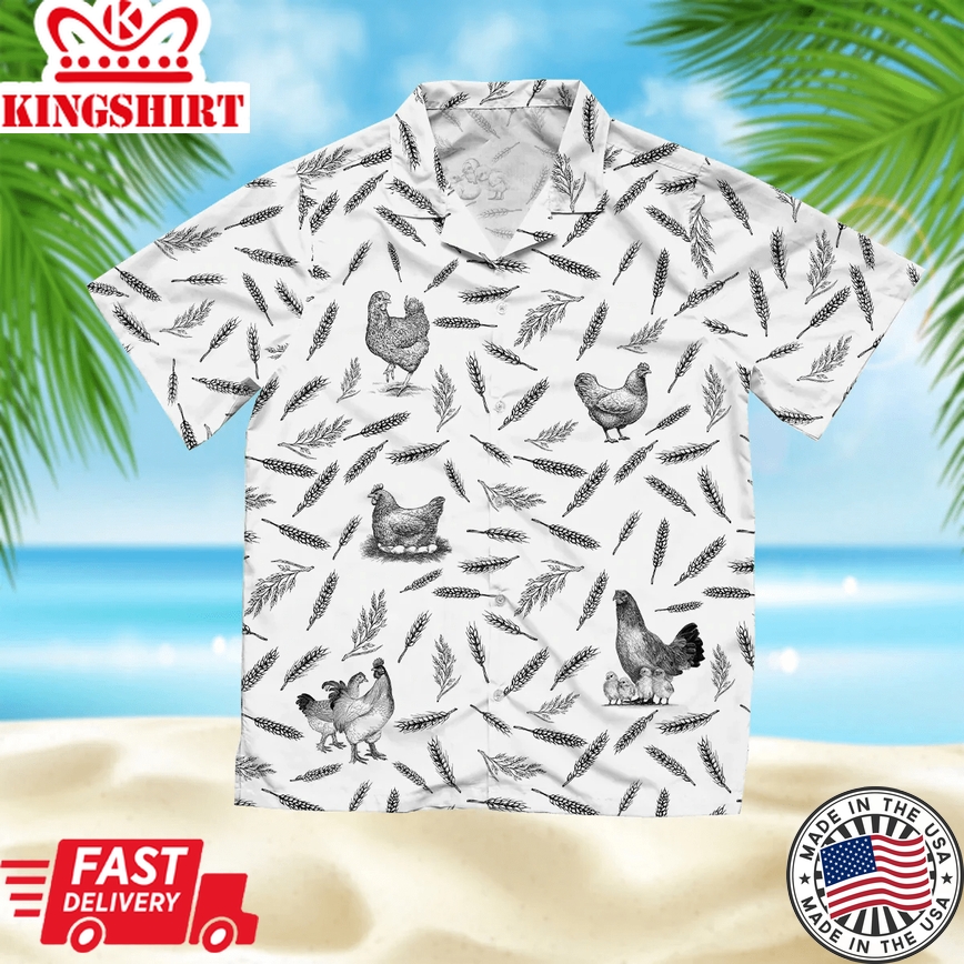 Chicken Pattern - Farm Trendy Hawaiian Shirt, Summer Trendy Hawaiian Shirts For Men And Women Aloha Beach Shirt