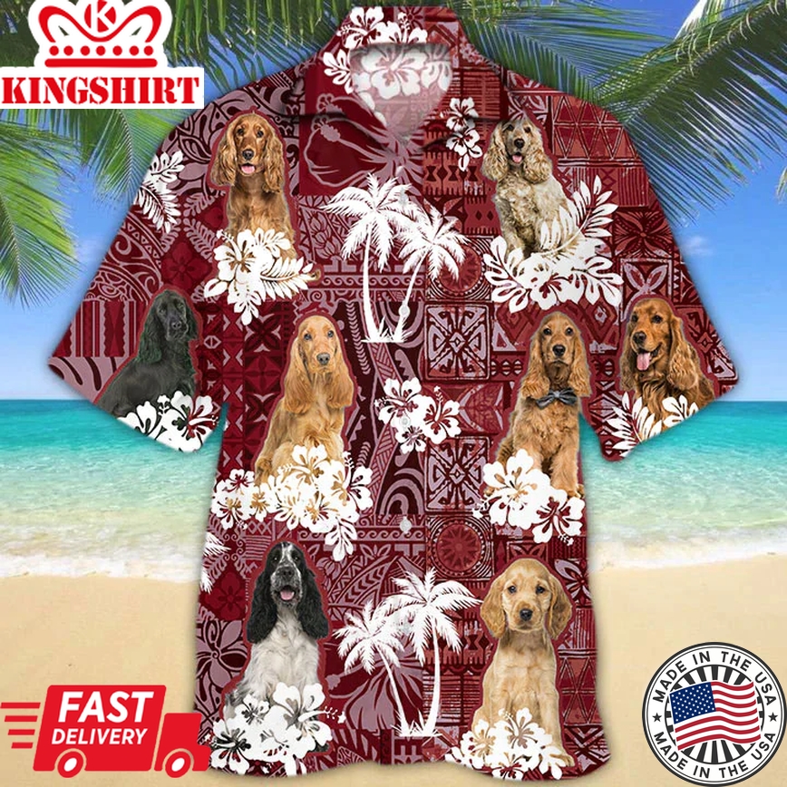 Cocker Spaniel Red Trendy Hawaiian Shirt, Gift For Dog Lover Shirts, Animal Summer Shirts, Trendy Hawaiian Shirt Men