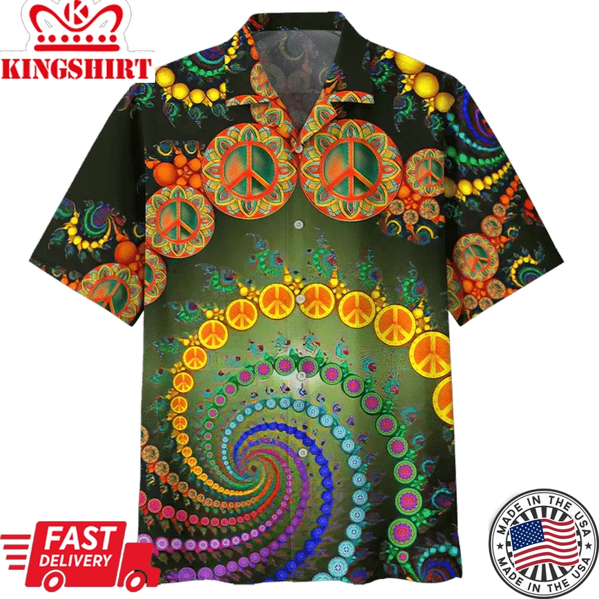 Colorful Spiral Design Hippie Pattern Trendy Hawaiian Shirt