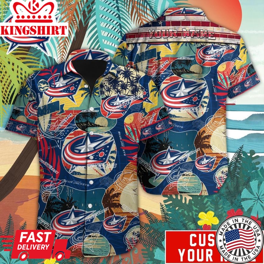 Columbus Blue Jackets Custom Name Hawaiian Shirt